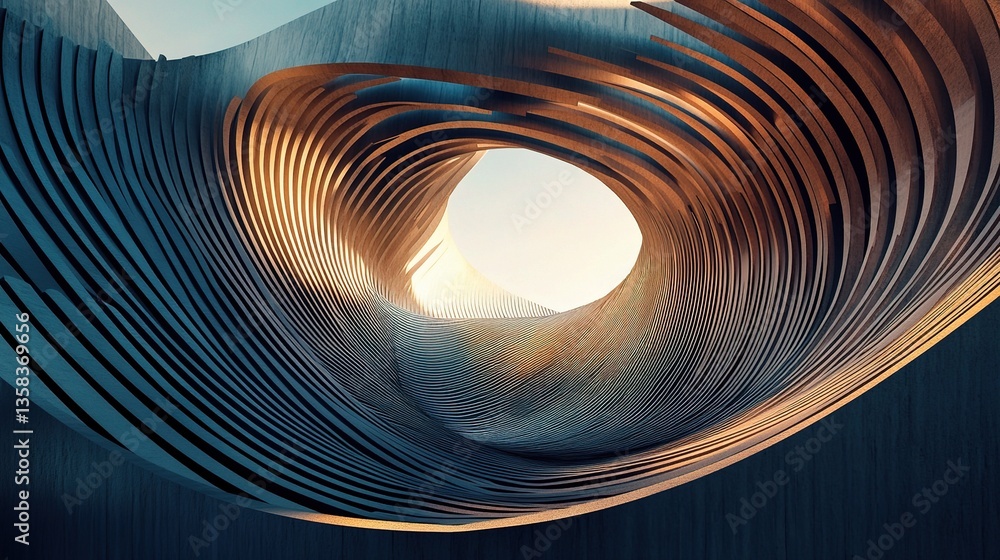 Poster modern abstract architecture with curved lines and unique design