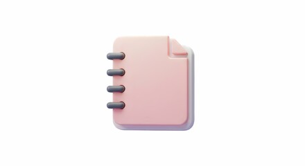 Pink Notebook with Spring Binding - Modern Digital Illustration Style