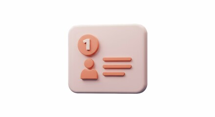 User Profile Card with Number One 3d Render Illustration