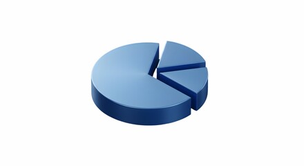 Analyzing Blue Pie Chart Showing Segments on a Clean White Background