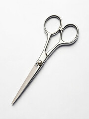 Silver Scissors on White Background