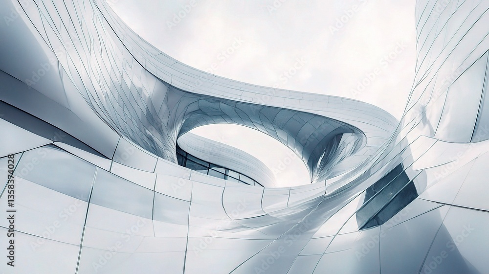 Poster modern fluid design elements in contemporary architectural structure