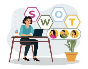 SWOT analysis. Manager planning enterprise activity.