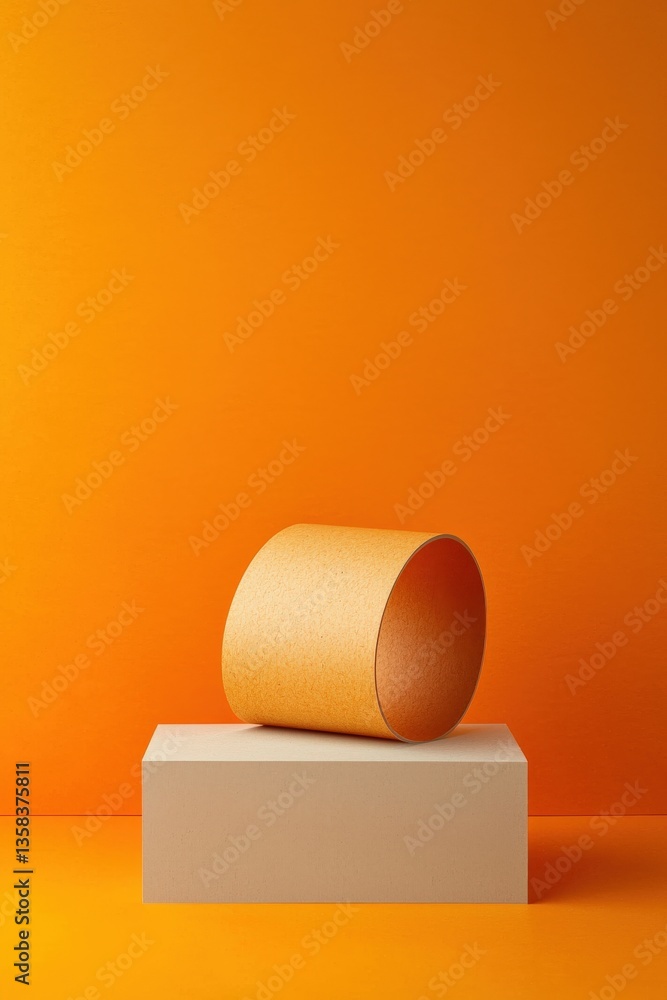 Aufkleber a unique, curved-edge card placed on an angular geometric background