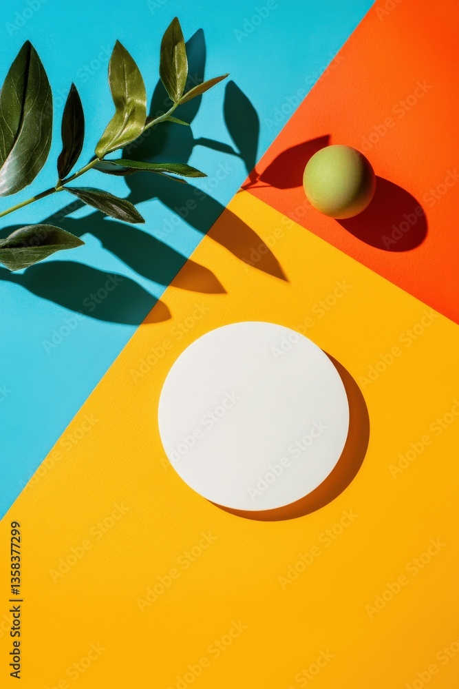 Poster a unique, curved-edge card placed on an angular geometric background