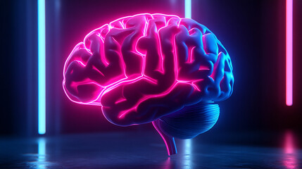 
A 3D brain radiating glowing colors, symbolizing cognitive energy and creativity. The vibrant hues represent enlightenment and the power of intellect in a modern, dynamic form.

