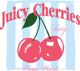 Cherry Cherries berries berry juicy fruit cute doodle  wine wavy slogan trendy stripe novelty stripey limon cute checker modern trending Tee t-shirt logo slogan graphic artwork typography tote Europe 