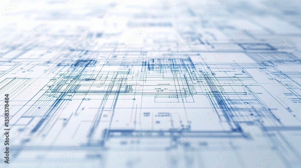 Poster Detailed Abstract Architectural Blueprint with Intricate Design Elements