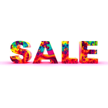 SALE in knallig bunter Schrift auf Wei&szlig;