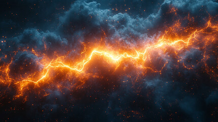 Fototapeta premium A dynamic burst of bright, colorful electric energy illuminates a dark background, symbolizing power, innovation, and high-voltage intensity with vibrant electric currents flowing dynamically.