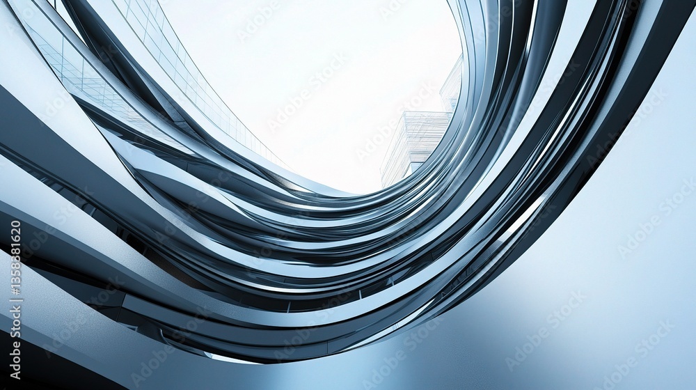 Poster modern architectural forms abstract view of curved structures