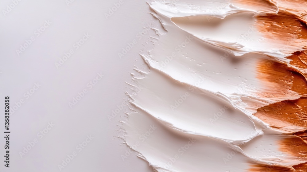 Aufkleber cream paint spreads across a smooth surface, showcasing texture and color variation with distinct br