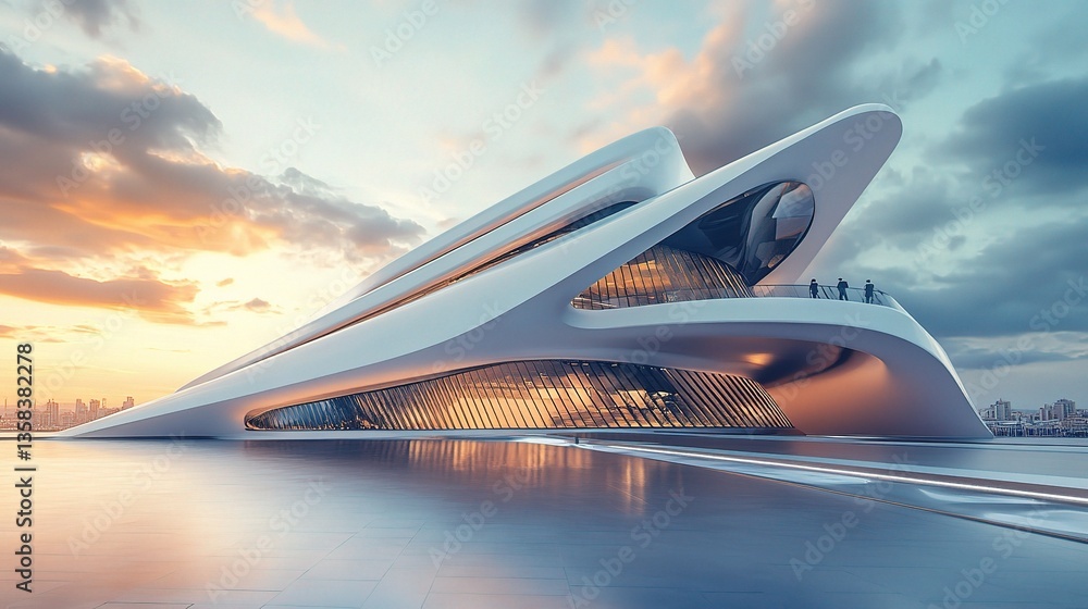 Poster stunning futuristic architecture design with unique modern features