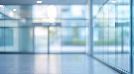 Blurred Abstract Background of Modern Indoor Space with Glass Walls