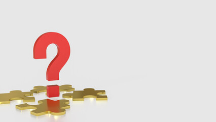 The Red Question mark and jigsaw for creative concept 3d Rendering.