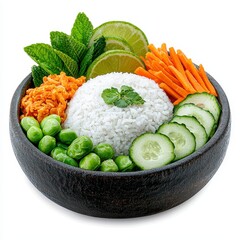 Vibrant Chicken and Vegetable Rice Bowl with Lime and Mint