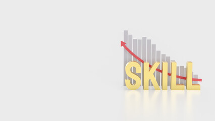 The Gold skill and chart for Business concept 3d Rendering..