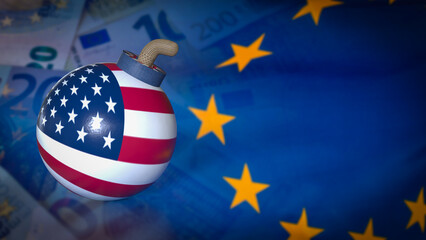 The USA Bomb On EU Background for Business concept 3d Rendering.