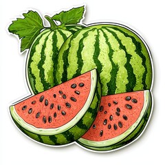 Vibrant Pixel Art Watermelon Illustration
