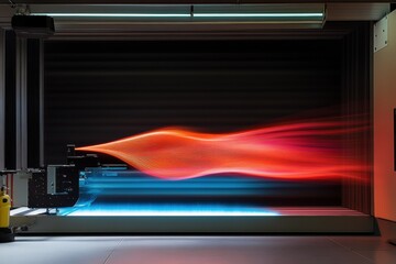 Obraz premium Flow Visualization Experiment with Colorful Light Trails in Lab Environment