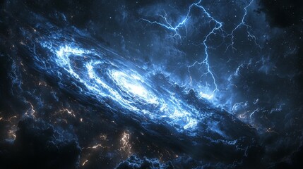 Obraz premium Cosmic Spiral Lightning Storm