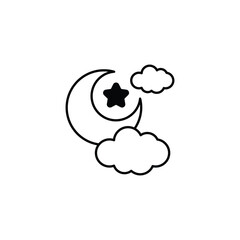 Night Fall icon design with white background stock illustration