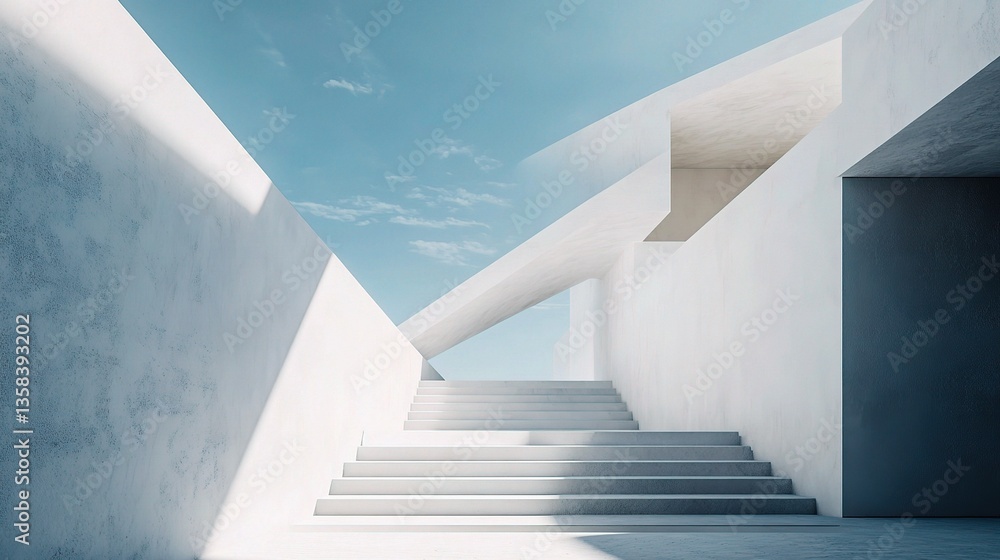 Poster minimalist architecture featuring geometric shapes and soft lighting