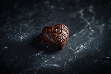 Heart-Shaped Chocolate on Dark Marble Surface for Sweet Treats