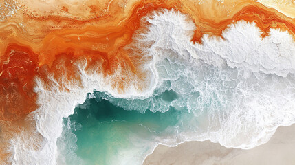 Obraz premium Behold the ethereal splendor of a desert's aerial vista, where nature's intricate tapestry weaves a mesmerizing mosaic of abstract beauty, showcasing colorful and modern desert landscapes.