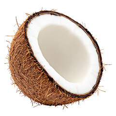 Half Coconut Isolated on White Background
