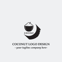 coconut illustration for logo company black and white vector image