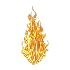 Realistic Flame Isolated on White Background