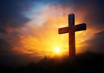 Cross symbol of the death and resurrection Happy Easter background Jesus Cross Easter sign symbol