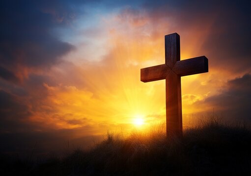 Cross symbol of the death and resurrection Happy Easter background Jesus Cross Easter sign symbol