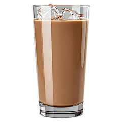 Iced Mocha Latte in Tall Glass Isolated on White Background