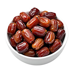  Dates in White Bowl Isolated on White Background

