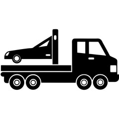 Tow Truck Icon - Minimalist Black Silhouette Vector Design. dump truck vector illustration