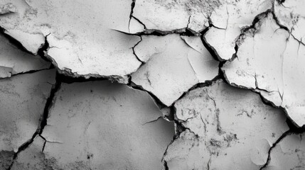 Obraz premium Cracked Earth: A Monochrome Study of Drought and Aridity