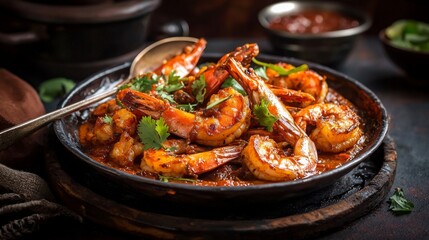 Fototapeta premium Indulge in Authentic Indian Cuisine with Prawns Dishes