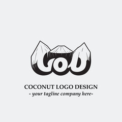 coconut illustration for logo company black and white vector image