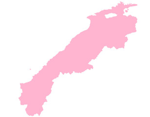 島根県　地図　ピンク　イラスト