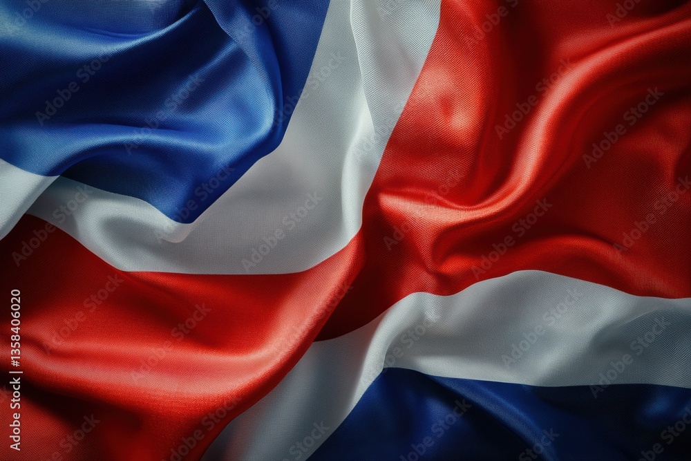Poster national flag waving gracefully in the wind against a minimalistic background with soft natural ligh