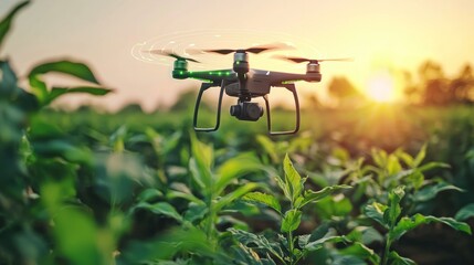 A farmer using wireless technology to monitor crops.