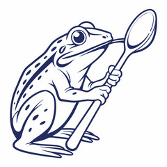 A frog hold a spoon