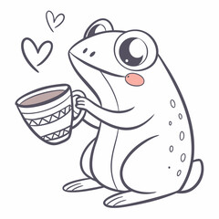 A frog hold a cup 