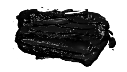 close up of black watercolor or cream splash isolated on transparent background