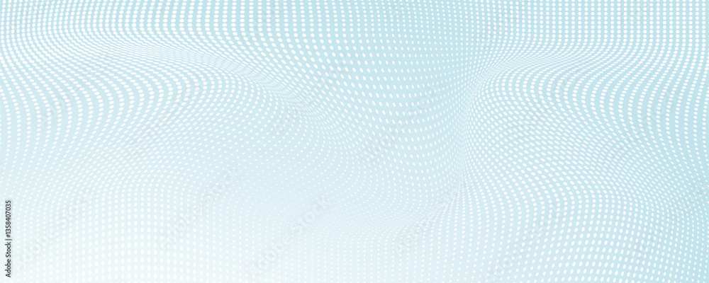 Poster dot white blue wave pattern screen gradient bright texture background. abstract technology big data 