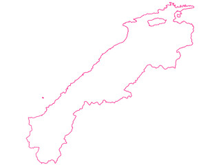 島根県　地図　白　イラスト