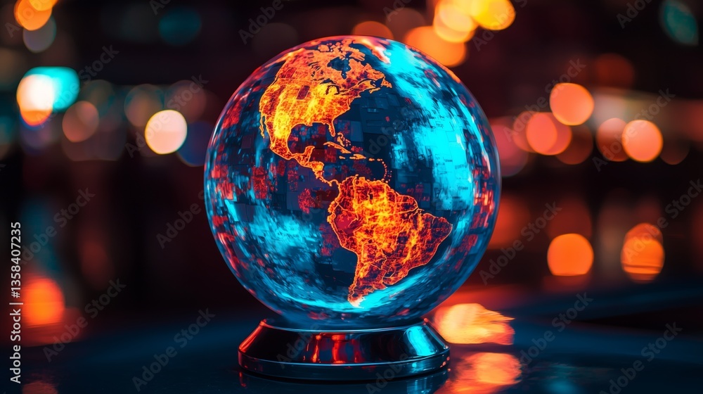 Aufkleber heat map of the globe with current data visualization effects