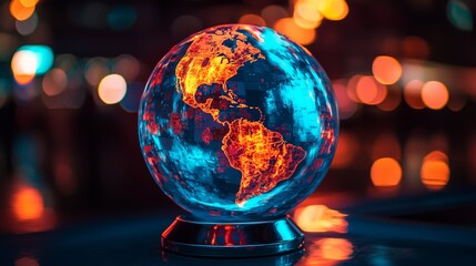 Heat Map of the Globe with Current Data Visualization Effects